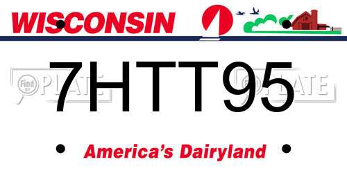 7HTT95 Wisconsin License Plate