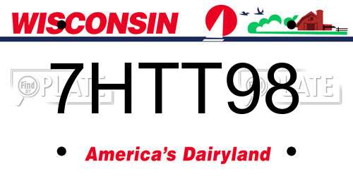 7HTT98 Wisconsin License Plate