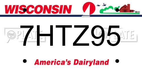 7HTZ95 Wisconsin License Plate