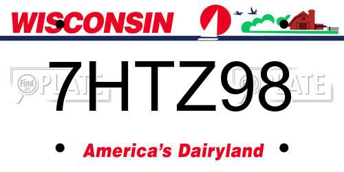 7HTZ98 Wisconsin License Plate