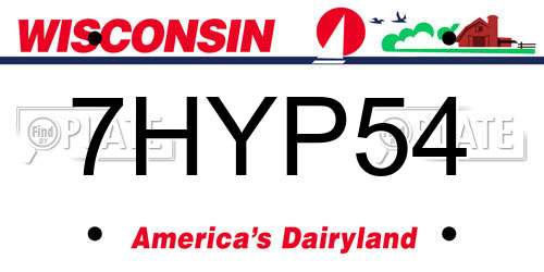 7HYP54 Wisconsin License Plate