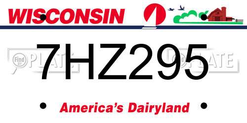7HZ295 Wisconsin License Plate
