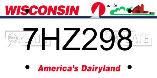 7HZ298 Wisconsin License Plate
