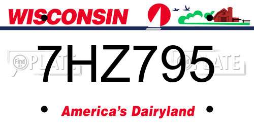 7HZ795 Wisconsin License Plate