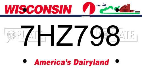 7HZ798 Wisconsin License Plate