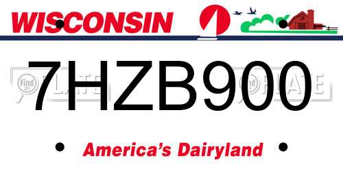 7HZB900 Wisconsin License Plate