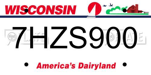 7HZS900 Wisconsin License Plate