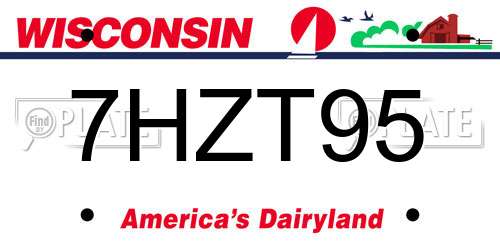 7HZT95 Wisconsin License Plate