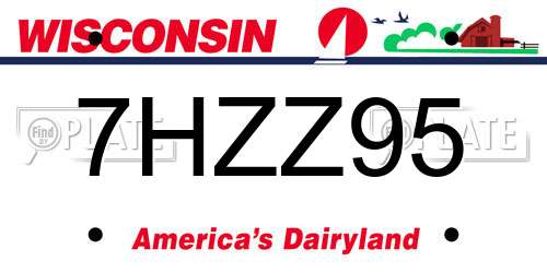 7HZZ95 Wisconsin License Plate