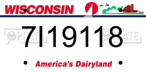 7I19118 Wisconsin License Plate
