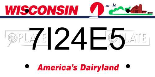 7I24E5 Wisconsin License Plate