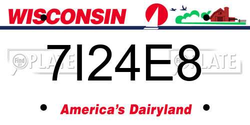 7I24E8 Wisconsin License Plate