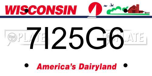 7I25G6 Wisconsin License Plate