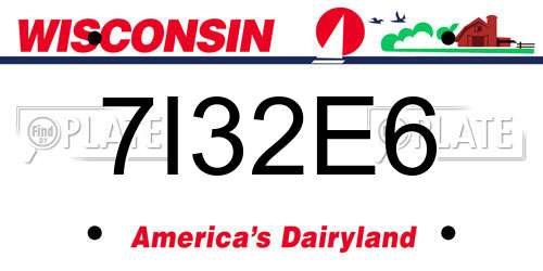 7I32E6 Wisconsin License Plate