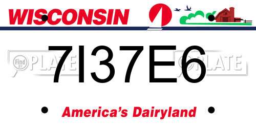 7I37E6 Wisconsin License Plate