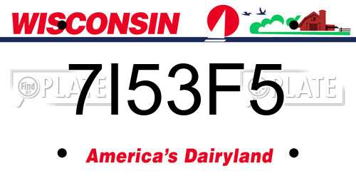 7I53F5 Wisconsin License Plate