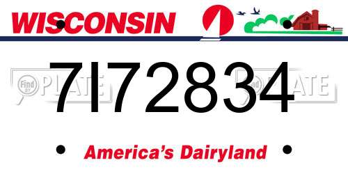 7I72834 Wisconsin License Plate