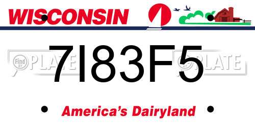 7I83F5 Wisconsin License Plate