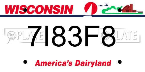7I83F8 Wisconsin License Plate