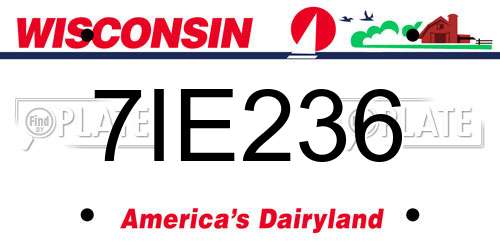 7IE236 Wisconsin License Plate