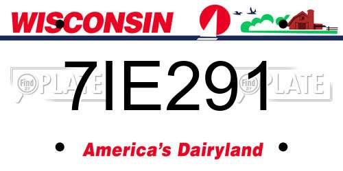 7IE291 Wisconsin License Plate