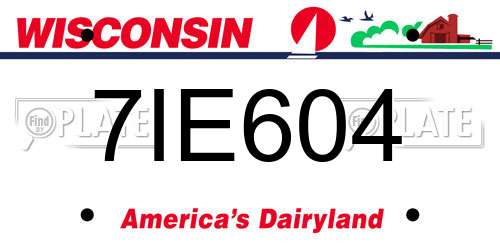 7IE604 Wisconsin License Plate