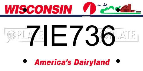 7IE736 Wisconsin License Plate
