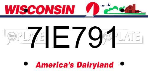 7IE791 Wisconsin License Plate