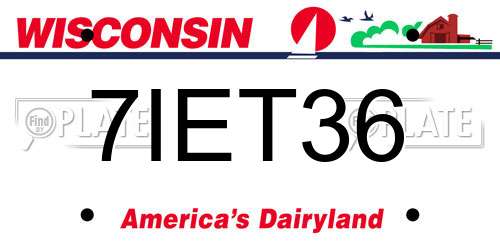 7IET36 Wisconsin License Plate