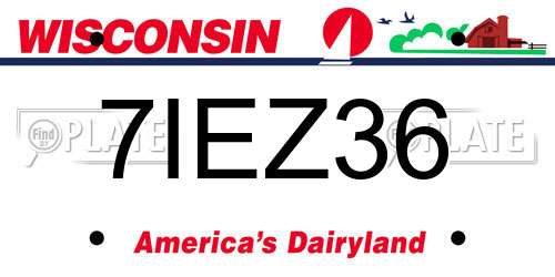7IEZ36 Wisconsin License Plate