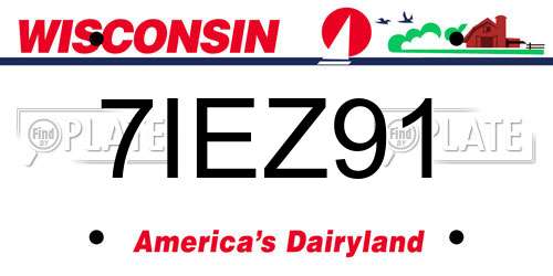 7IEZ91 Wisconsin License Plate