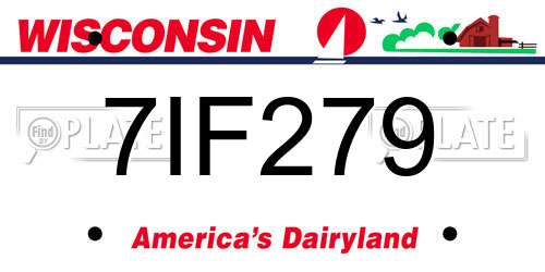 7IF279 Wisconsin License Plate