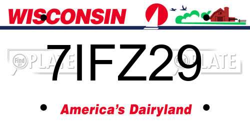 7IFZ29 Wisconsin License Plate
