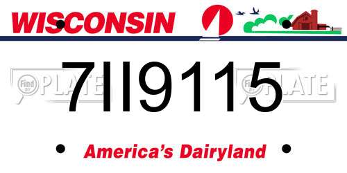 7II9115 Wisconsin License Plate