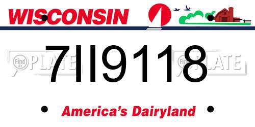7II9118 Wisconsin License Plate