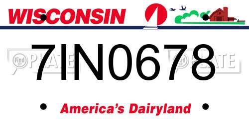 7IN0678 Wisconsin License Plate