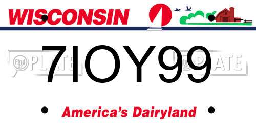 7IOY99 Wisconsin License Plate