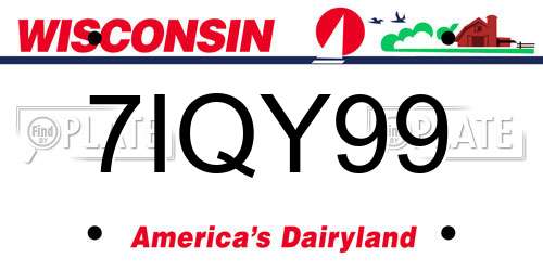 7IQY99 Wisconsin License Plate