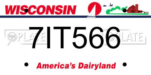 7IT566 Wisconsin License Plate