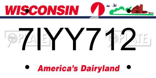 7IYY712 Wisconsin License Plate