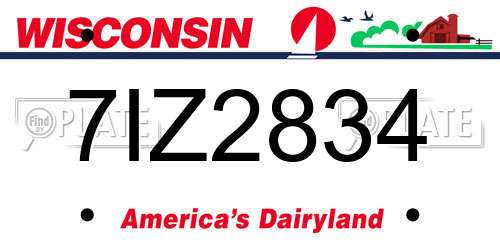 7IZ2834 Wisconsin License Plate