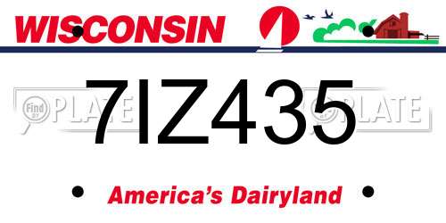 7IZ435 Wisconsin License Plate