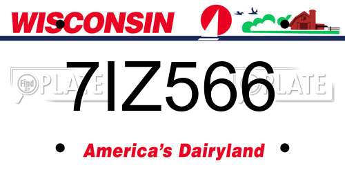 7IZ566 Wisconsin License Plate
