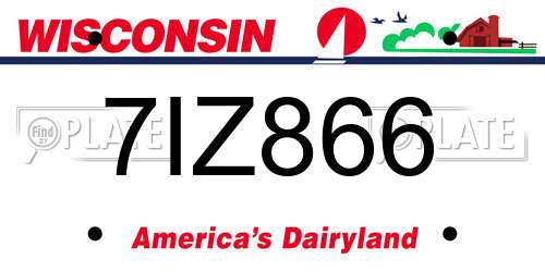 7IZ866 Wisconsin License Plate