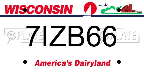 7IZB66 Wisconsin License Plate