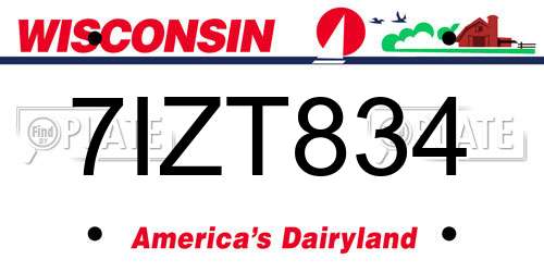 7IZT834 Wisconsin License Plate