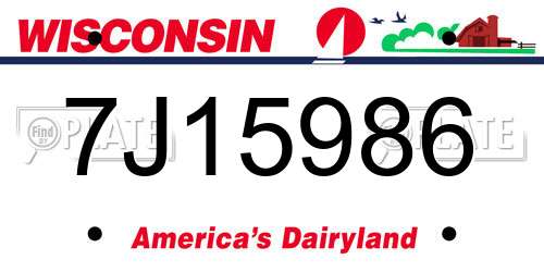 7J15986 Wisconsin License Plate