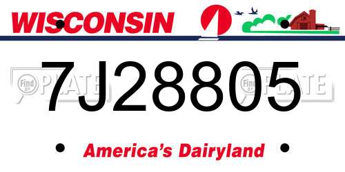 7J28805 Wisconsin License Plate