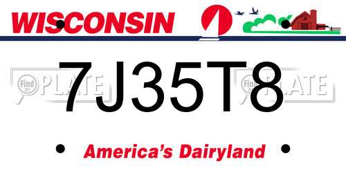 7J35T8 Wisconsin License Plate