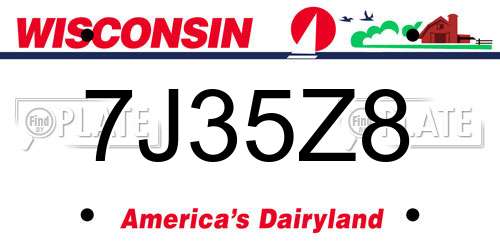 7J35Z8 Wisconsin License Plate